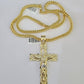 10K Franco Chain Jesus Cross Pendant Charm Necklace 20"-26" 5mm Gold Yellow SET