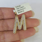 10k Miami Cuban Chain M Diamond Charm Set 4mm 18-26"Yellow Gold Necklace Pendant