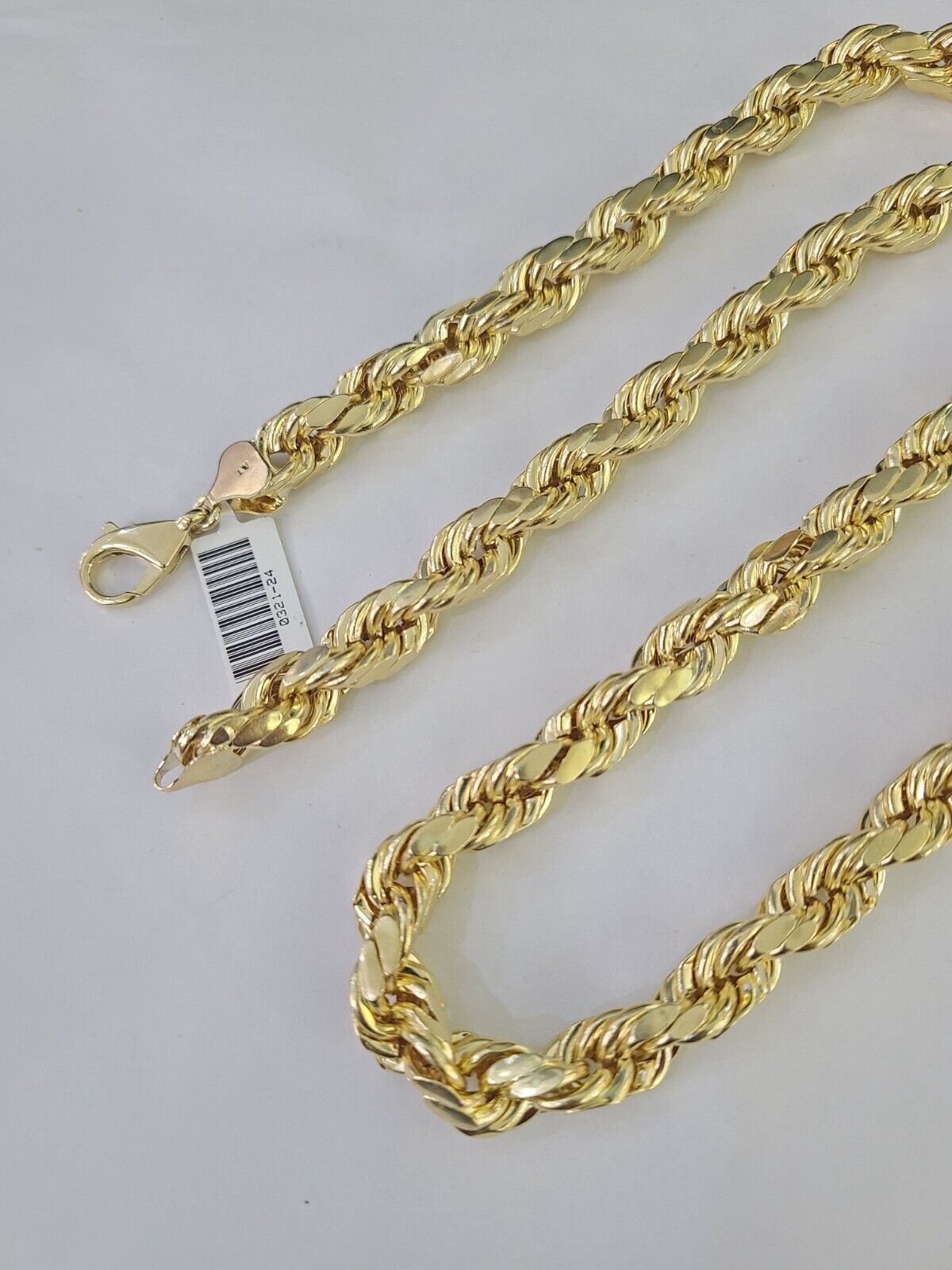 10K Yellow Gold Rope Chain Mens Necklace 10mm 18" 22" 24" 26" 28" 30" Inch