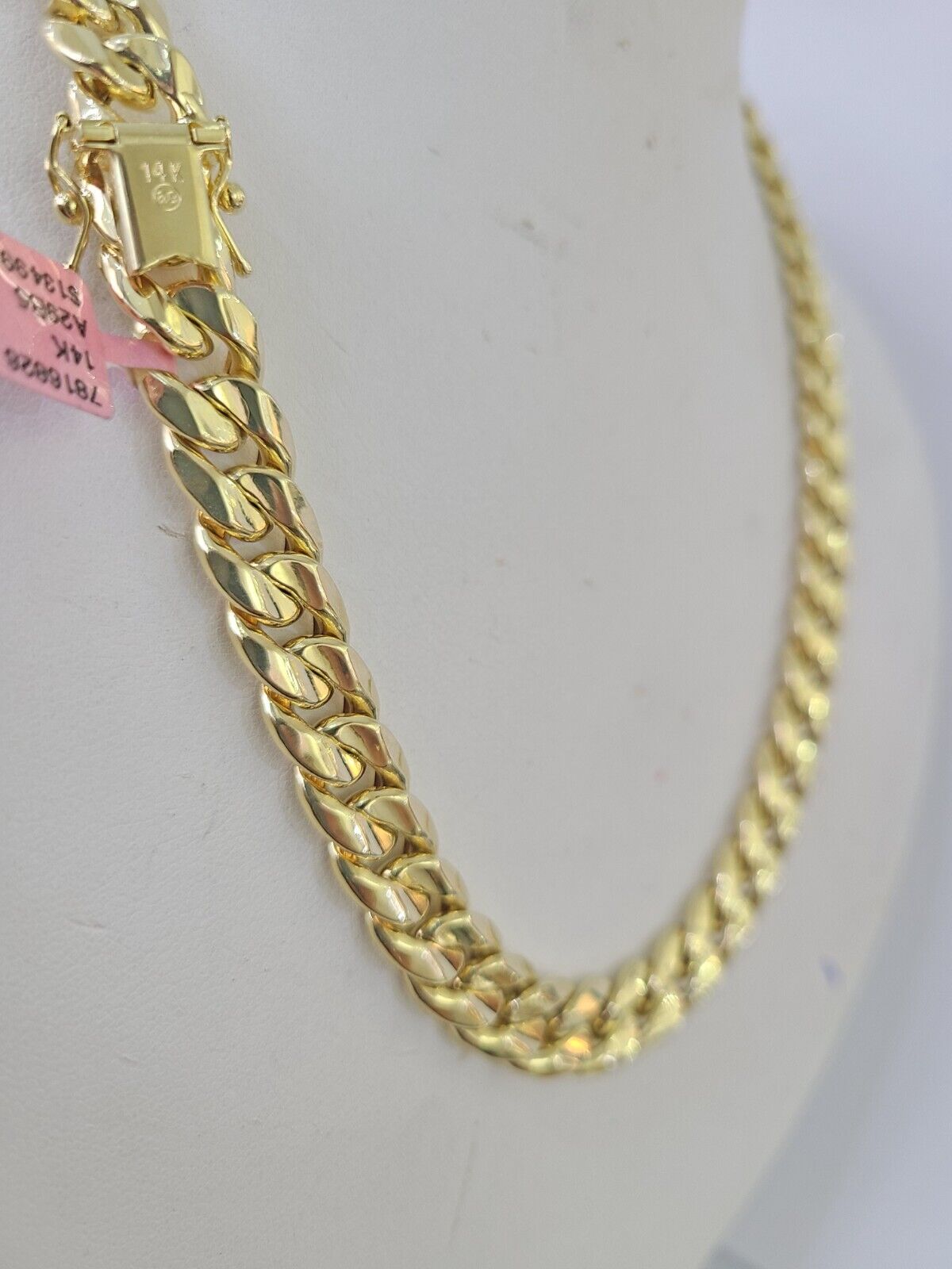 Real 14K Miami Cuban Link Chain Necklace Yellow Gold 24 inch 9mm Mens Hollow