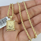 10k Gold Initial S Charm Rope Chain 16"-26" 2.5mm SET Necklace Alphabet Pendant