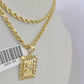 10k Gold Initial S Charm Rope Chain 16"-26" 2.5mm SET Necklace Alphabet Pendant