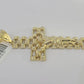 Real 10K Jesus Cross Pendant 3" Yellow Gold Charm Genuine 10kt