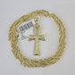 10k Milano Rope Chain Ankh Jesus Cross Charm Necklace SET 3mm 18" 20" 22" 24"