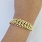 14K Gold Princesa Ring Bracelet 7.5" 7mm Real Yellow SET Flat Byzantine 14Kt