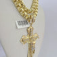 10k Gold Byzantine Necklace Jesus Cross Charm 20-30 inches 6mm SET Chain Pendant