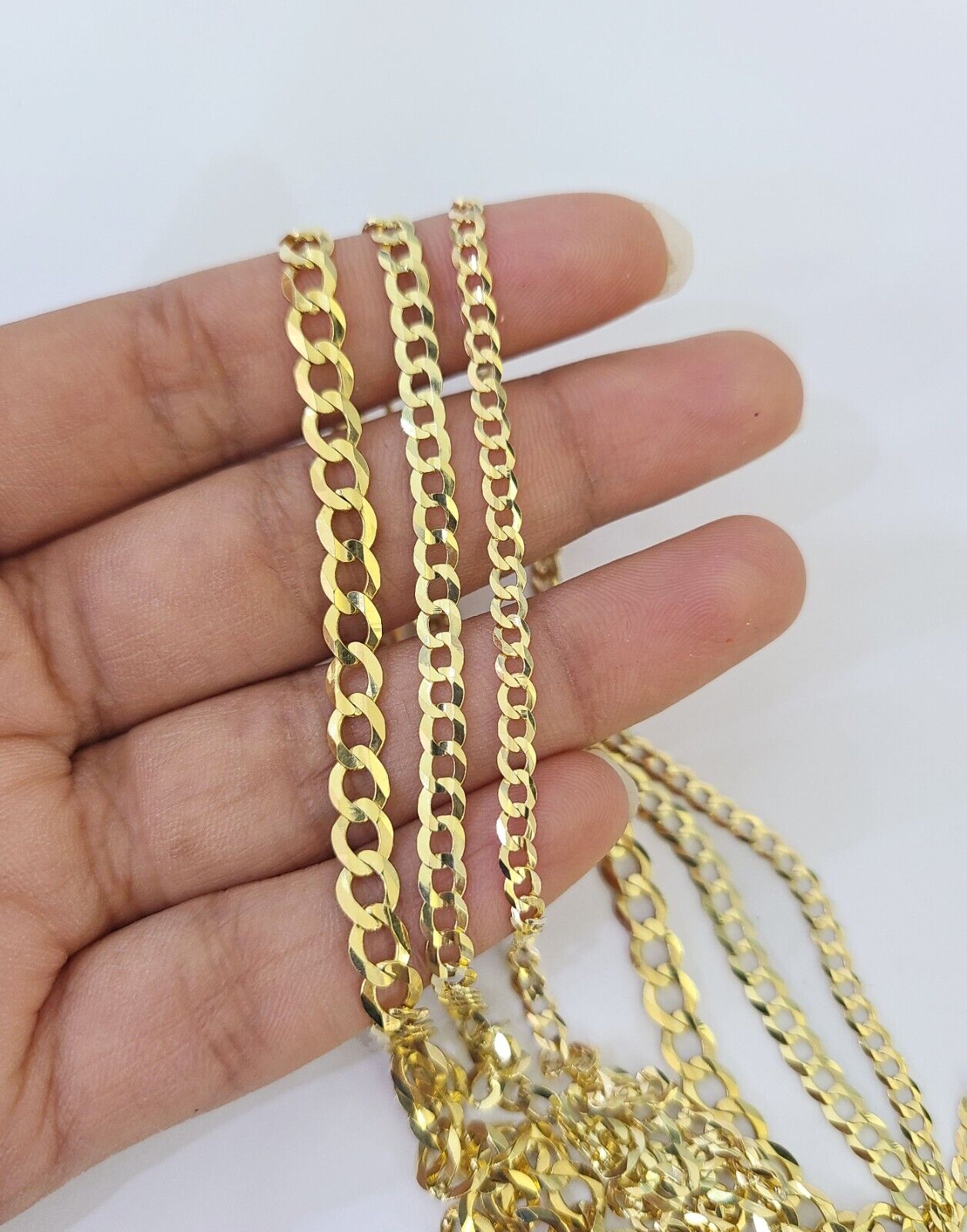 10k Gold Solid Cuban Curb Necklace Chain 3mm 4mm 5mm 18-28 Inches 10kt Yellow