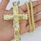 10K Franco Chain Jesus Cross Pendant Charm Necklace 20"-26" 5mm Gold Yellow SET