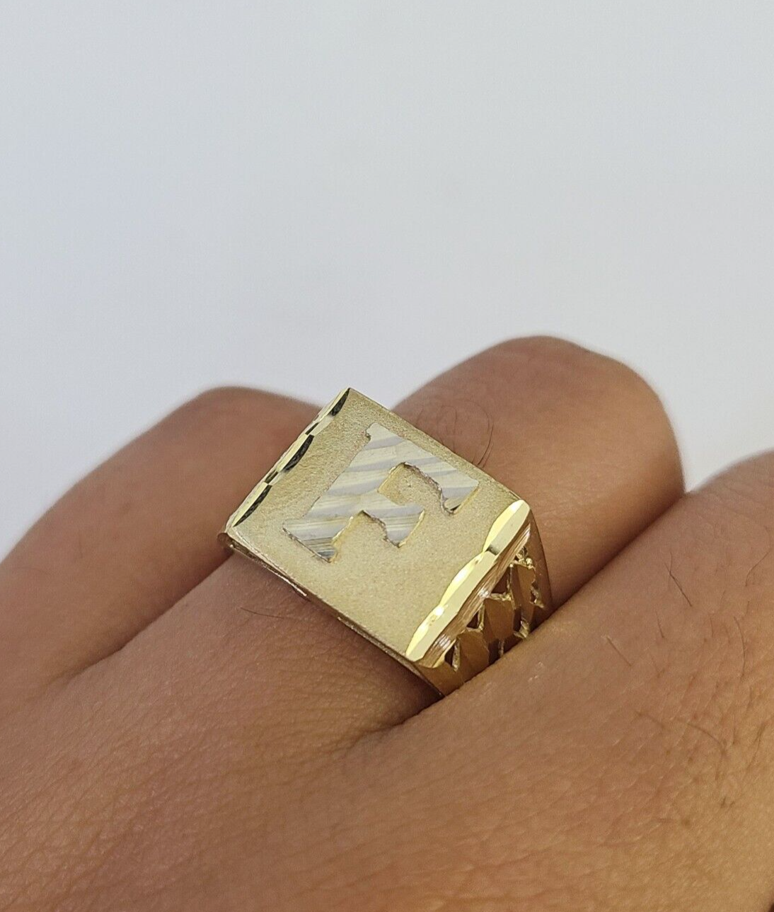 Real 10k Initial F Casual Ring Alphabet Yellow Gold 10kt Genuine