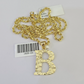 10k Gold Initial B Charm Rope Chain 16"-26" 2.5mm SET Necklace Alphabet Pendant