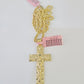 Real 14k Rope Chain Jesus Cross Charm Set Yellow Gold 3mm 18"-26" Necklace