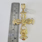 10k Gold Chain Cross Charm Solid Cuban Curb Necklace 9mm 20"-30" Diamond Cut SET