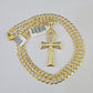 Solid 10k Gold Cuban Curb Link Chain Ankh Cross Pendant 6mm 20"-30" SET Necklace