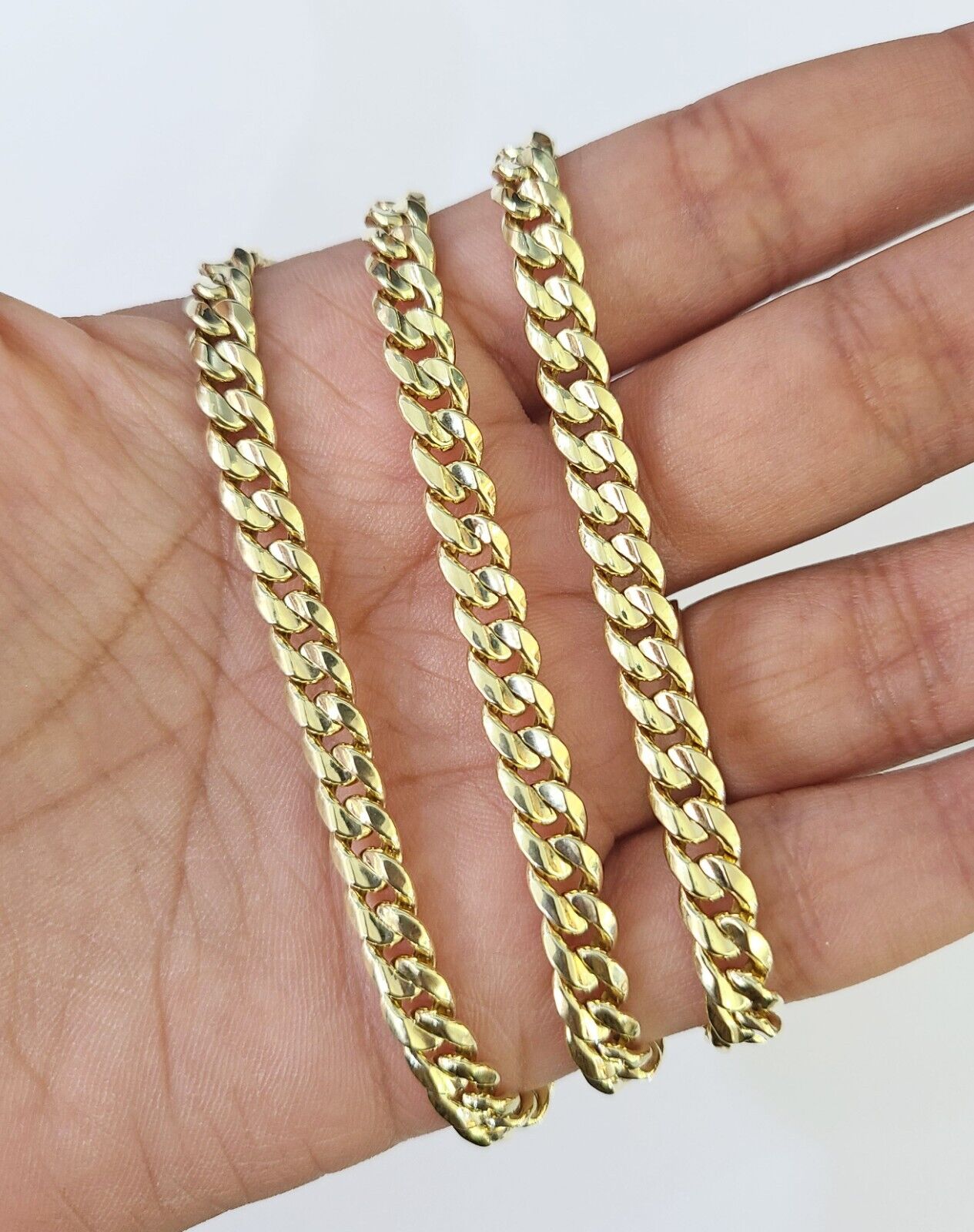 Real 14K Miami Cuban Link Chain Necklace Yellow Gold 22 inch 6mm Mens Hollow