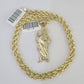 10k Solid Rope Chain Saint Jude Charm Set 4mm 18"-30" Necklace Gold Pendant