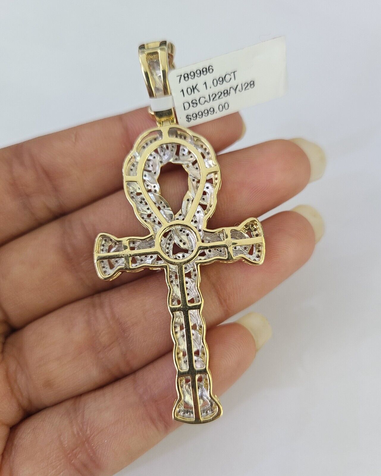 10k Diamond Jesus Cross Charm Pendant Yellow Gold Genuine Real