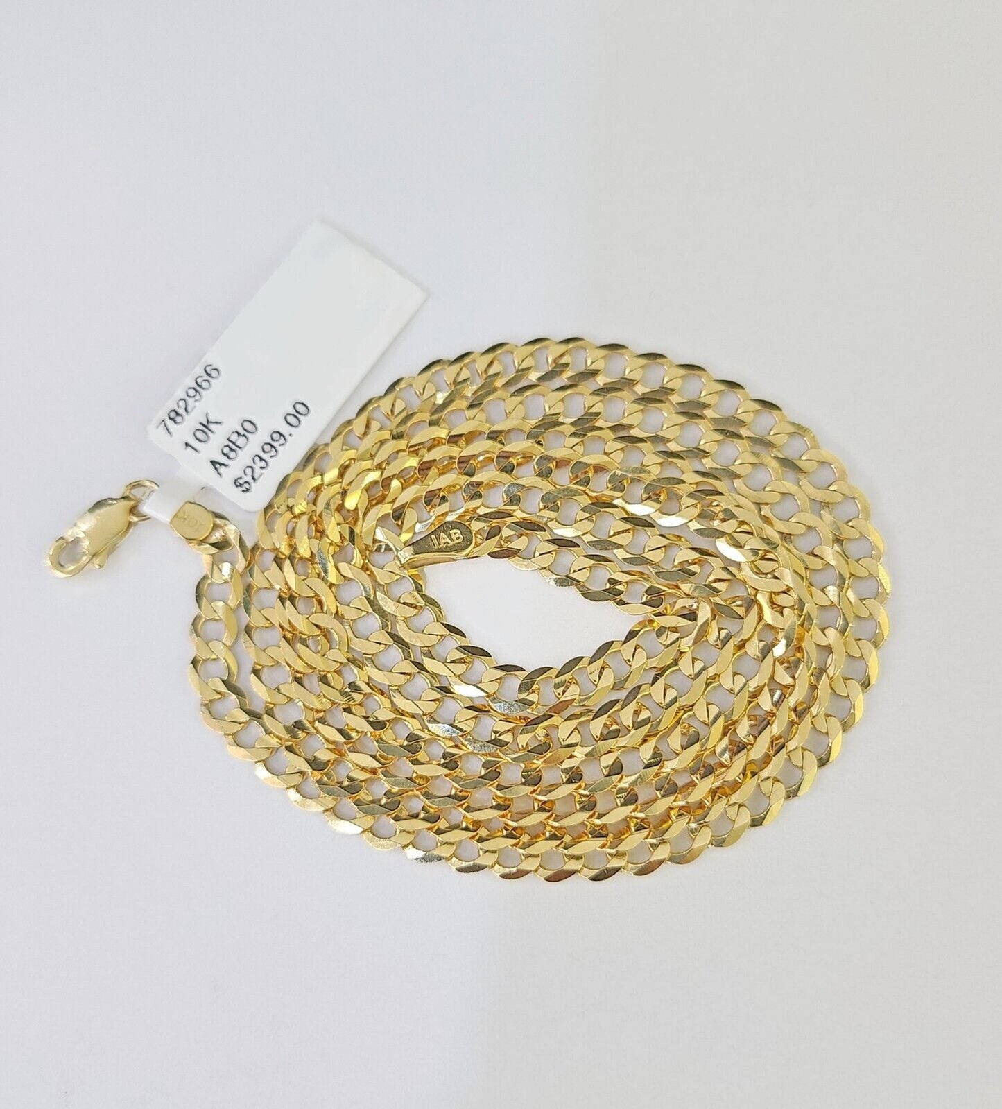 10k Gold Cuban Curb Link chain 4mm 24 Inch Real Yellow Gold Real Genuine