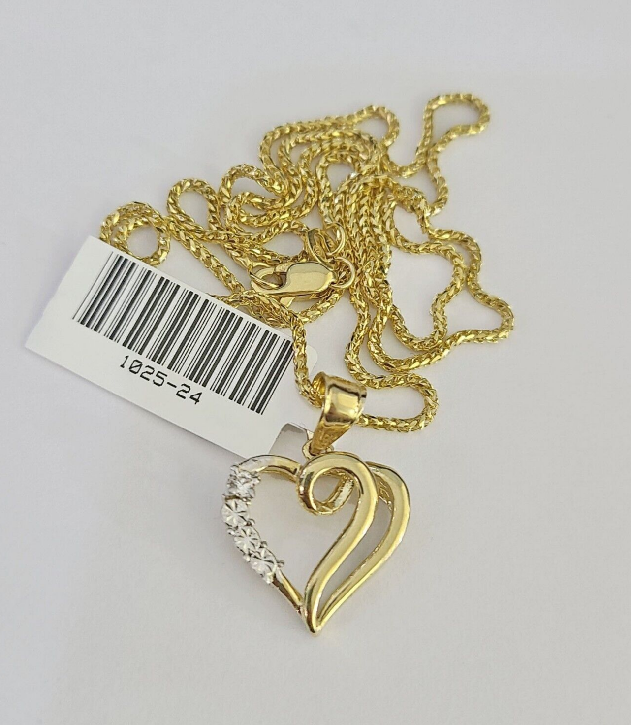 10K Solid Franco Chain Heart Pendant Charm Necklace 16"-22" 1mm Gold Ladies