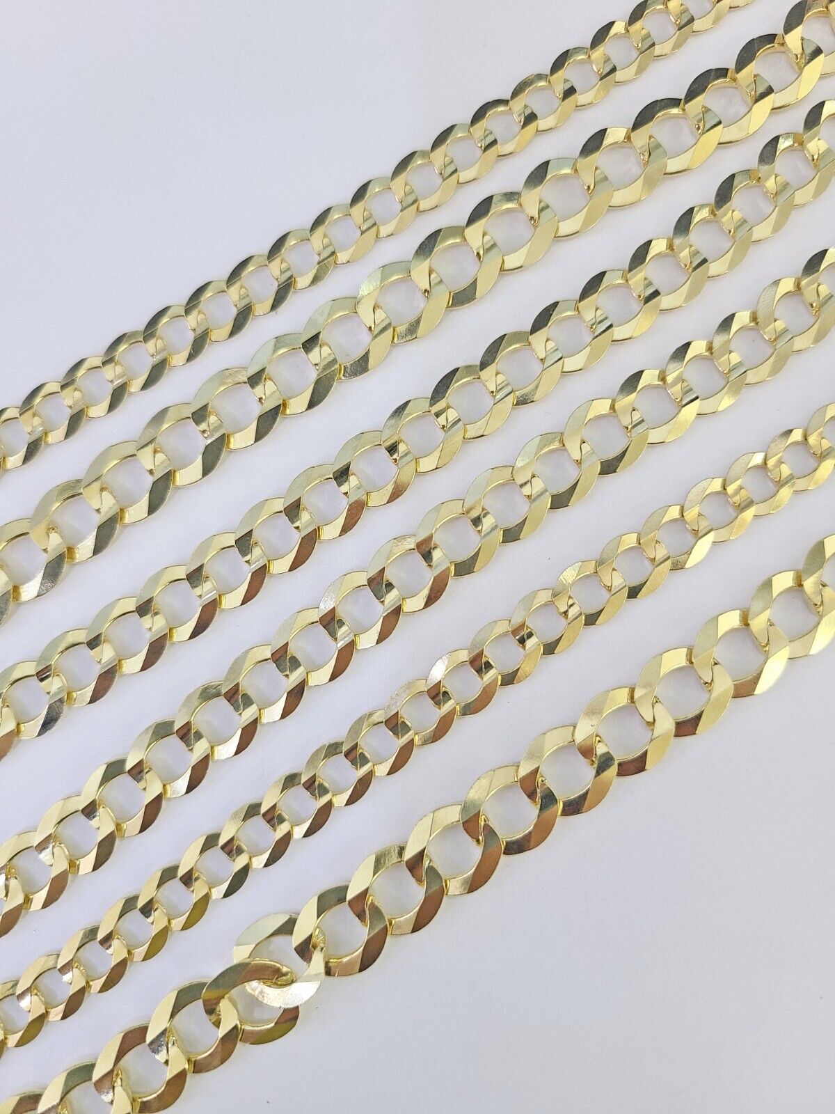 10k Solid Cuban Curb Link Necklace Chain Yellow Gold 8mm 9mm 10mm 20"-30"