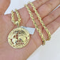 10k Yellow Gold Rope Chain World is Yours Charm Set 4mm 18"-26"Inch Necklace