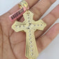 14k Solid Figaro Chain Jesus Cross Pendant Gold 7mm 20-30 inch SET Necklace