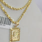 10k Gold Initial Q Charm Rope Chain 16"-26" 2.5mm SET Necklace Alphabet Pendant