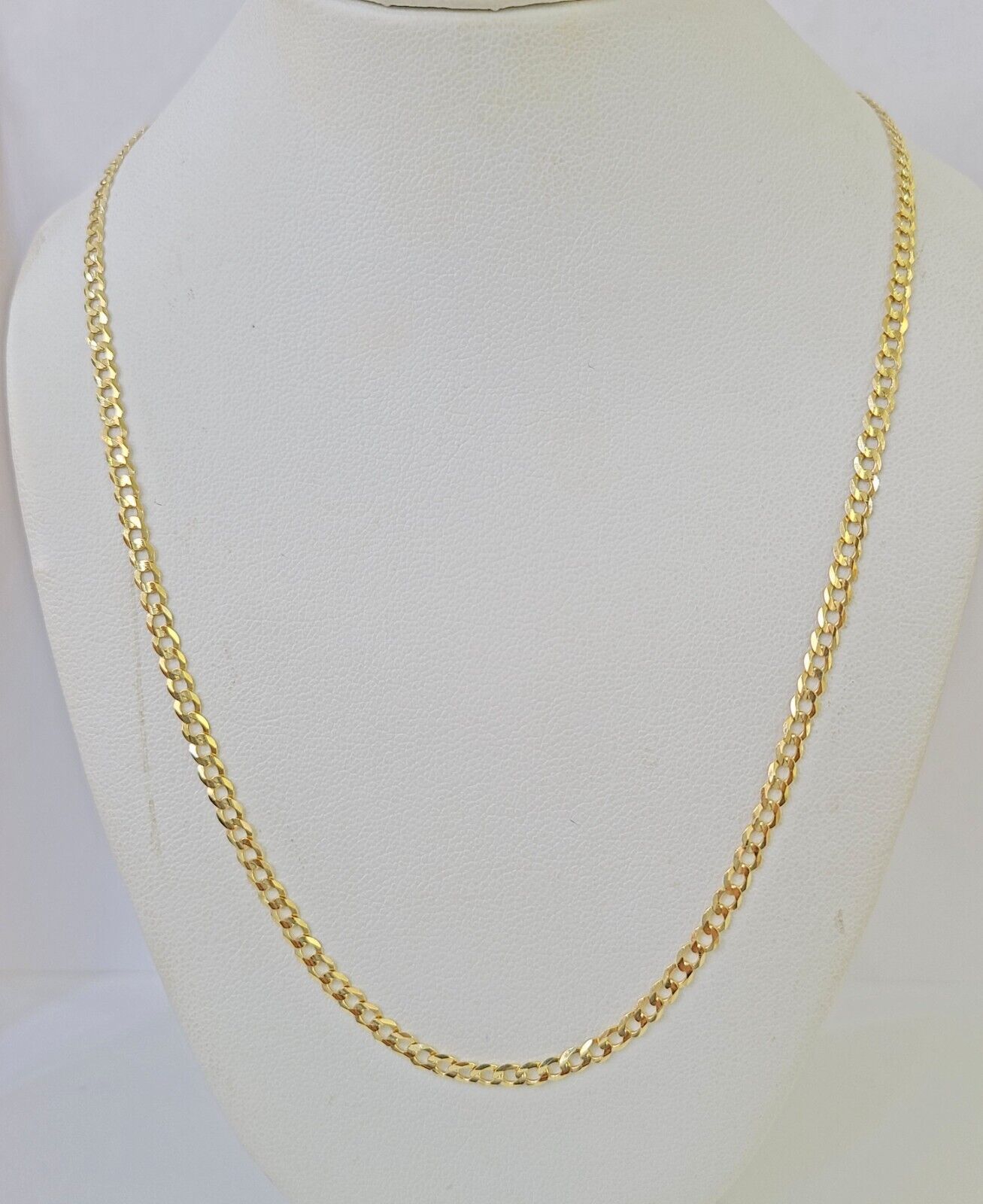 10k Gold Cuban Curb Link Chain Solid 3mm 20 Inch Real Yellow Gold Real