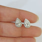 14k White gold Pear Earrings Diamond screw-back Lab Created Women Men Studs