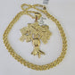 Real 10k Solid Rope Chain Money Tree Charm Set 3mm 20"-30" Inch Necklace Gold