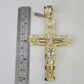 10k Gold Byzantine Necklace Jesus Cross Charm 20-30 inches 9mm REAL SET Chain