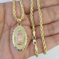 10k 3mm Rope Chain Virgin Mary Pendant 18"-30" Yellow Gold Set Charm Necklace