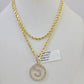 10k 3mm Rope Chain S Diamond Pendant Alphabet 18"-30" Gold Set Charm Necklace