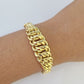 10K Gold Flat Byzantine Link Princesa Bracelet 7mm 7.5" inch Real Yellow