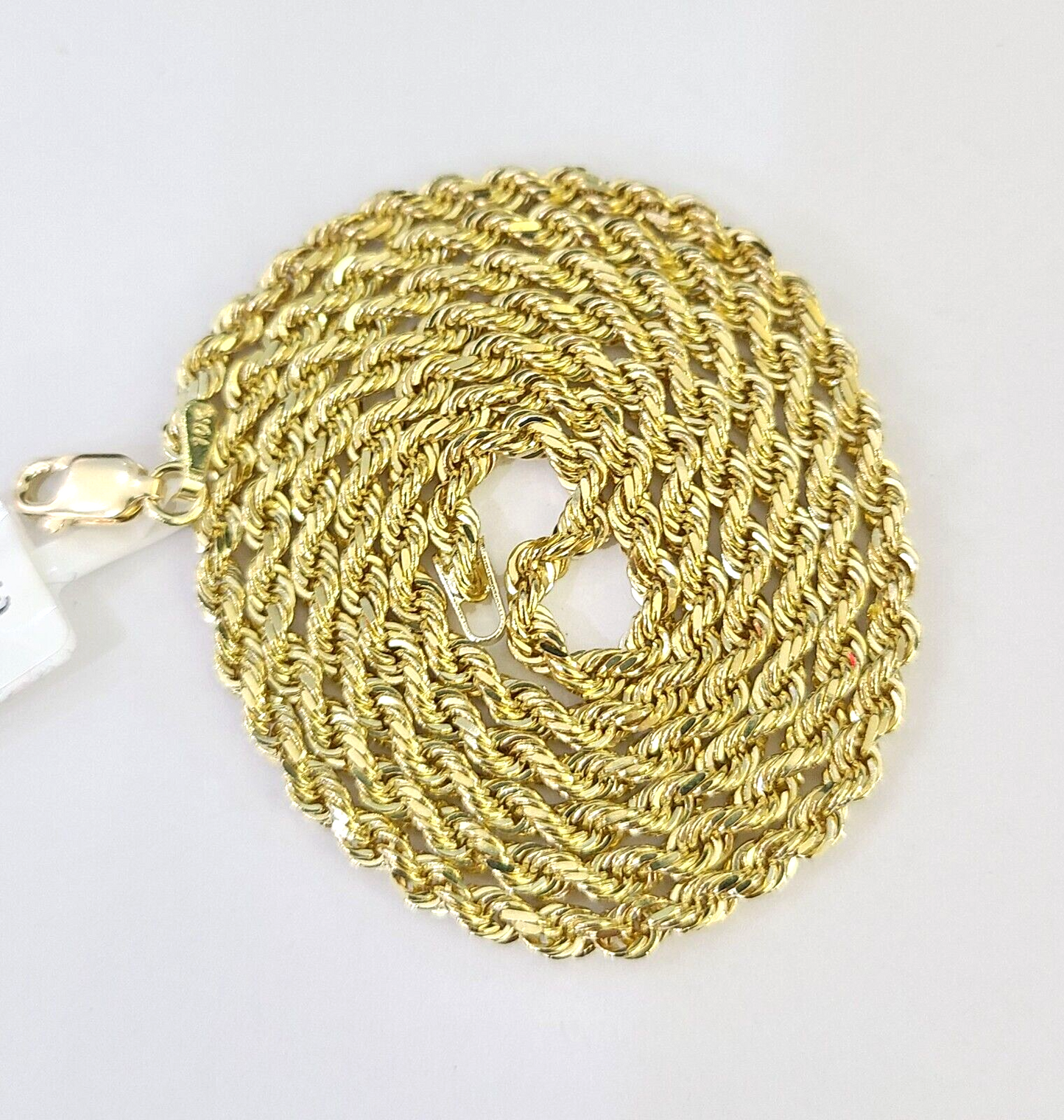 10k Solid Real Rope Chain Necklace 3mm 18"-26" Yellow Gold Men Women Genuine