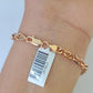 10k Rose Gold Bracelet Rolo Link 4.5mm 9" Inch Solid Men Women 10kt Real