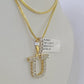 10K Franco Chain Diamond U Pendant Initial Charm Letter Necklace 18"-24" 1.5mm