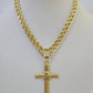 10k 3mm Rope Chain Jesus Cross Pendant 18"-30" Yellow Gold Set Charm Necklace