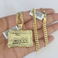 10k Last Supper Charm Miami Cuban Chain Pendant Set 5mm Necklace Yellow Gold