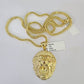 10K Franco Chain Roaring Lion Pendant Charm Necklace 20"-26" 3mm Gold Yellow SET