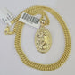 10K Gold Miami Cuban Chain Jesus Head 18"-28" 3mm Pendant Necklace SET Charm