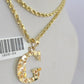 10k Gold Initial G Charm Rope Chain 16"-26" 2.5mm SET Necklace Alphabet Pendant