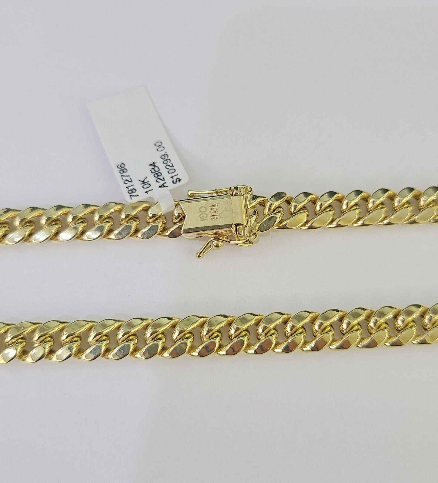 10K Miami Cuban Link Chain Yellow Gold Real 7mm 22 inch Necklace Mens Box Lock