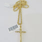 Real 10k 3mm Rope Chain INRI Cross Pendant 18" 20" 22" 24" 26" Gold Set