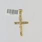 Real 10k 3mm Rope Chain INRI Cross Pendant 18" 20" 22" 24" 26" Gold Set