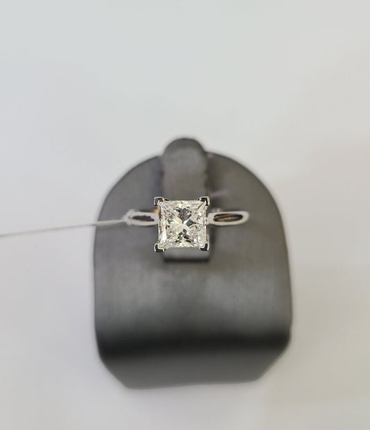 REAL 14k White Gold Square Diamond Ring Lab Created Ladies Wedding Engagement