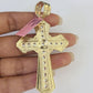 Real 14k Rope Chain Jesus Cross Charm Yellow Gold Set 5mm 20"-30" Necklace