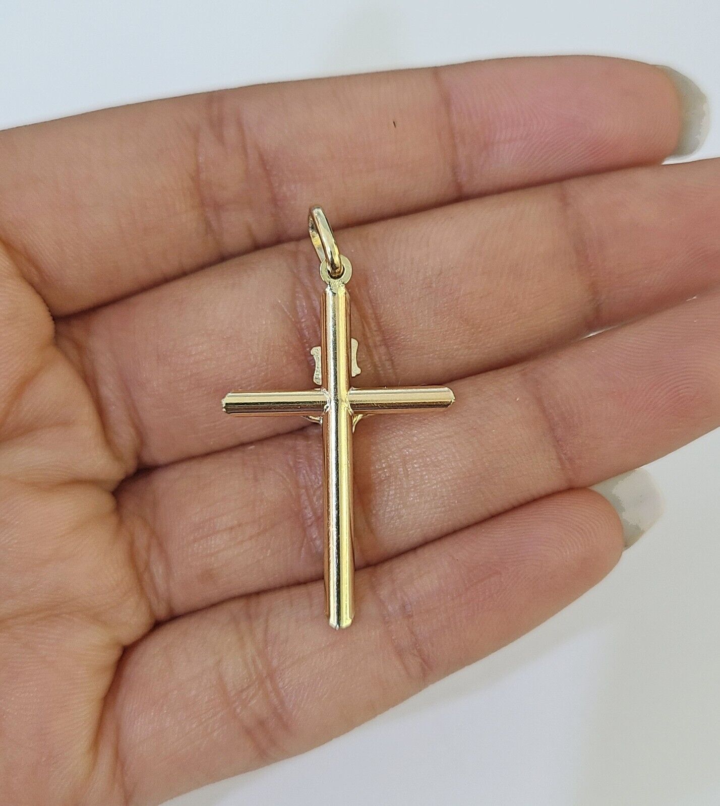 10K Gold Franco Chain INRI Cross Charm SET Length 16-20 inches 1mm Ladies Women