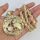 Real 10k Rope Chain World is Yours Charm Set 7mm 20"-28" Inch Necklace Gold