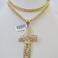 10K Miami Cuban Link Chain Jesus Cross Pendent Charm 6mm 20"-30" Necklace