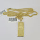 10K Gold Miami Cuban Chain 100 Dollar Bill 18"-28" 3mm REAL Pendant Necklace SET